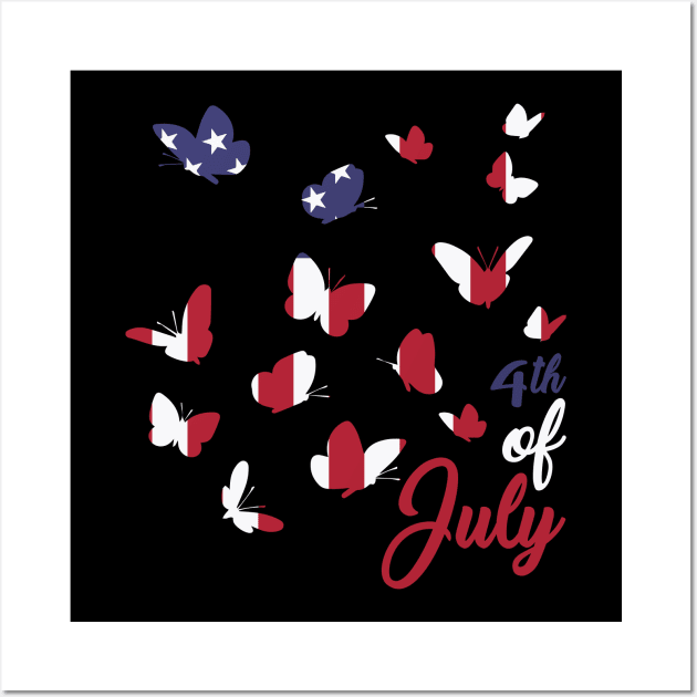 Butter Fly 4th of July - Independence Day - Freedom USA - Butterfly USA Flag - 4th Of July Wall Art by xoclothes